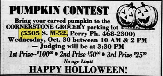 Cornerstone Grocery - Oct 30 1985 Ad (newer photo)